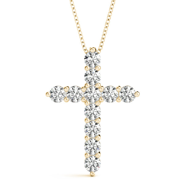 Classy 1/3CT Diamond Cross Pendant Necklace in White Gold