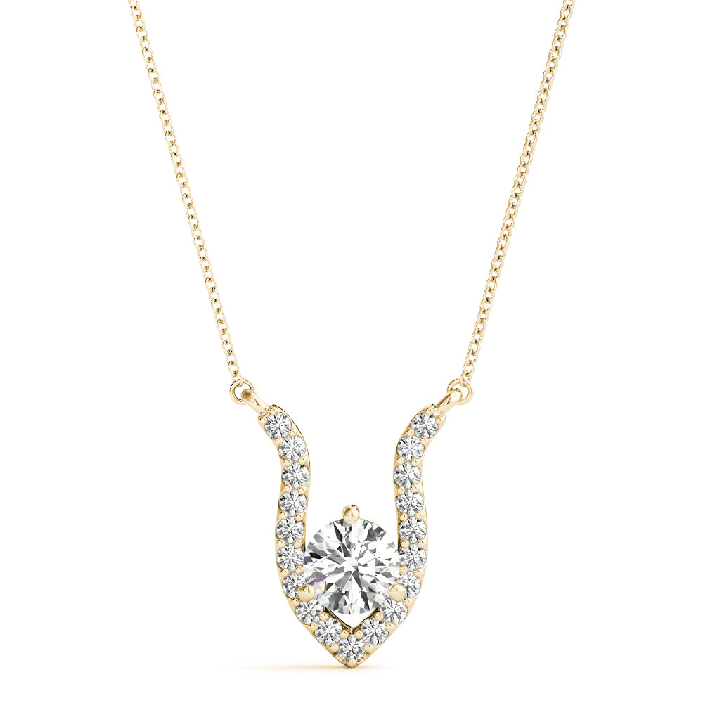 Exclusive V-Shaped Lab Diamond Pendant Necklace 0.70CT in White Gold