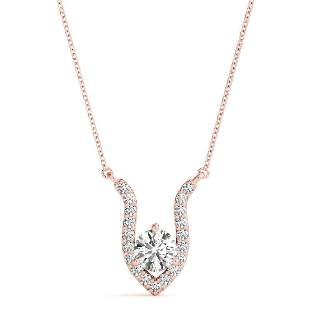 Exclusive V-Shaped Lab Diamond Pendant Necklace 0.70CT in White Gold
