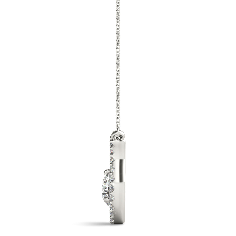 Exclusive V-Shaped Lab Diamond Pendant Necklace 0.70CT in White Gold