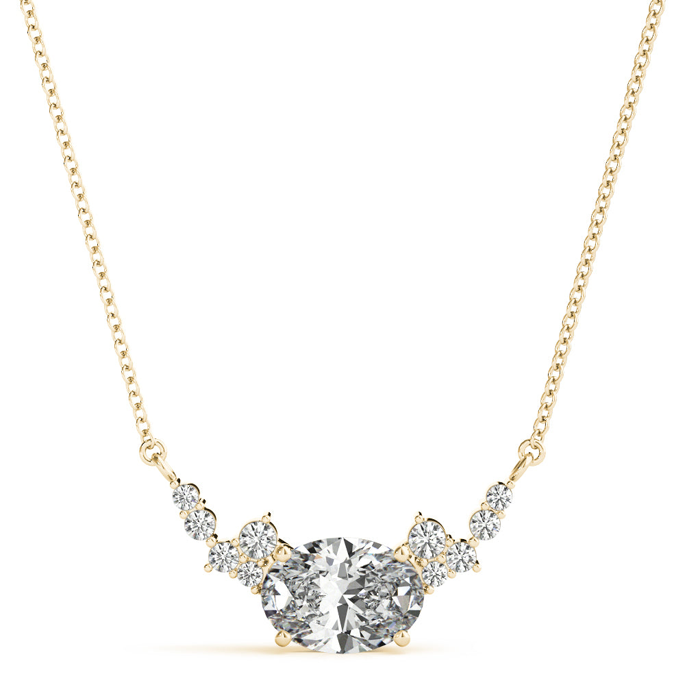 Luxury Oval-Cut Lab Diamond Necklace with Heart Accents in White Gold