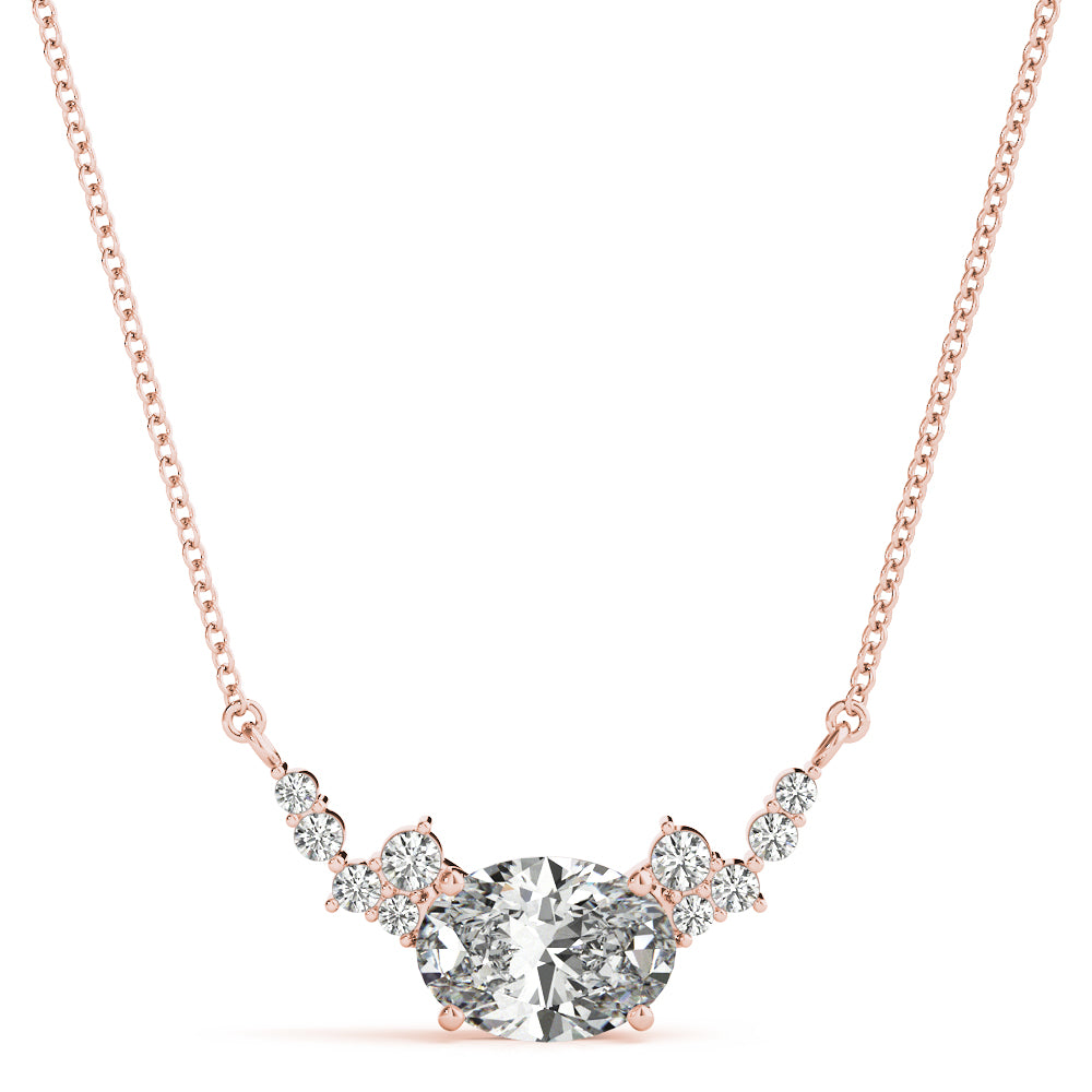 Luxury Oval-Cut Lab Diamond Necklace with Heart Accents in White Gold