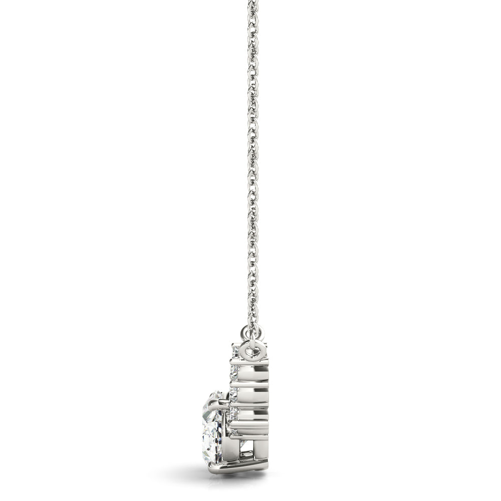 Luxury Oval-Cut Lab Diamond Necklace with Heart Accents in White Gold