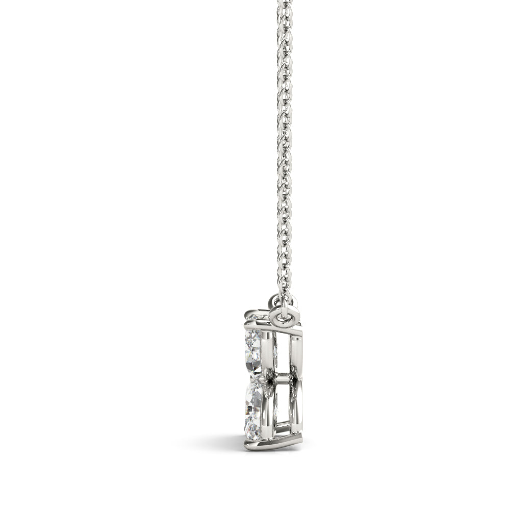 Floral 4-Stone Marquise Lab Diamond Pendant in White Gold