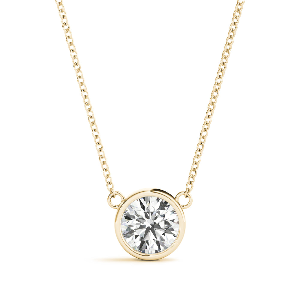 Elegant 1CT Lab Diamond Solitaire Bezel Pendant in White Gold
