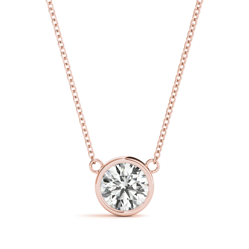 Elegant 1CT Lab Diamond Solitaire Bezel Pendant in White Gold