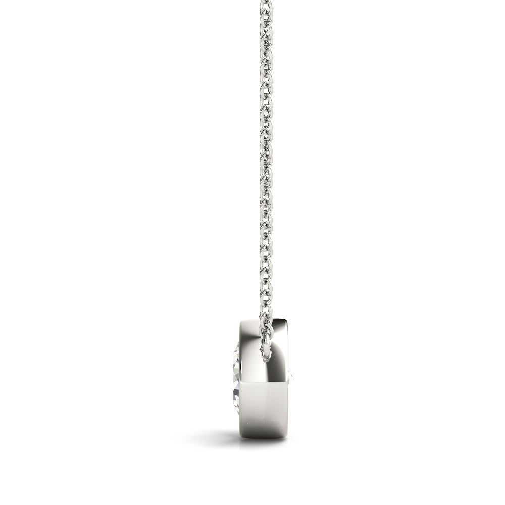 Elegant 1CT Lab Diamond Solitaire Bezel Pendant in White Gold