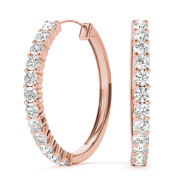 0.72ct Lab Diamond Shared Prong Hoop Earrings 14K White Gold