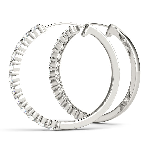 0.72ct Lab Diamond Shared Prong Hoop Earrings 14K White Gold