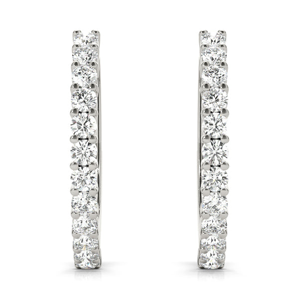 0.72ct Lab Diamond Shared Prong Hoop Earrings 14K White Gold