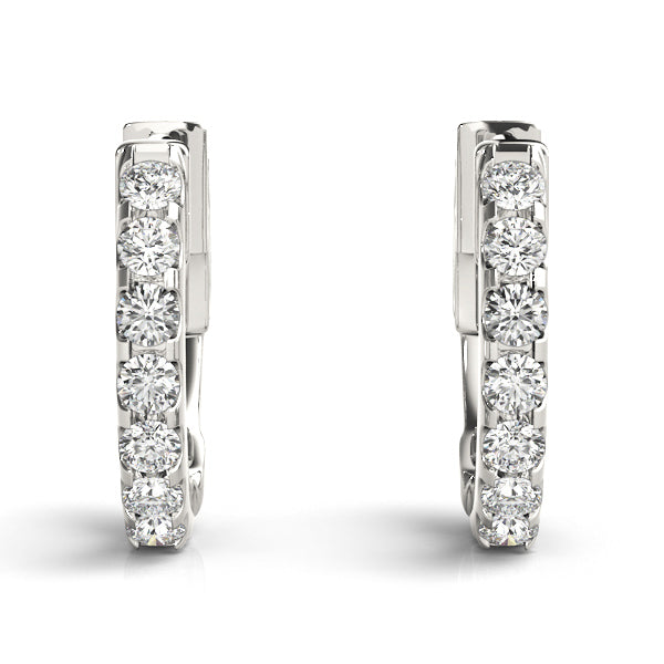14K White Gold 0.28ct Lab Diamond Huggie Hoop Earrings 12.7mm
