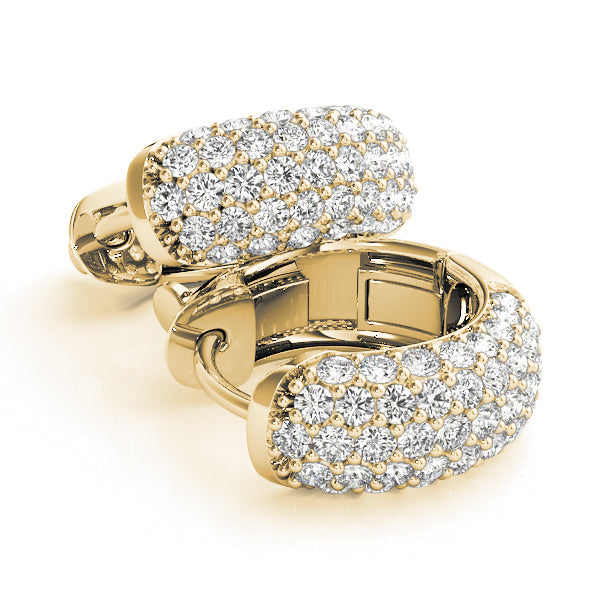 Stunning 0.83ct Lab Diamond Pave Huggie Earrings in 14K White Gold 12.7mm