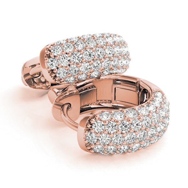 Stunning 0.83ct Lab Diamond Pave Huggie Earrings in 14K White Gold 12.7mm