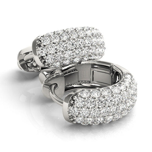 Stunning 0.83ct Lab Diamond Pave Huggie Earrings in 14K White Gold 12.7mm