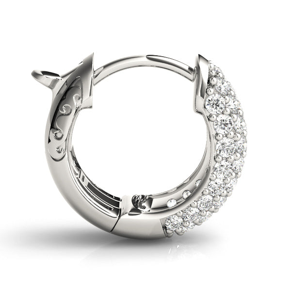 Stunning 0.83ct Lab Diamond Pave Huggie Earrings in 14K White Gold 12.7mm