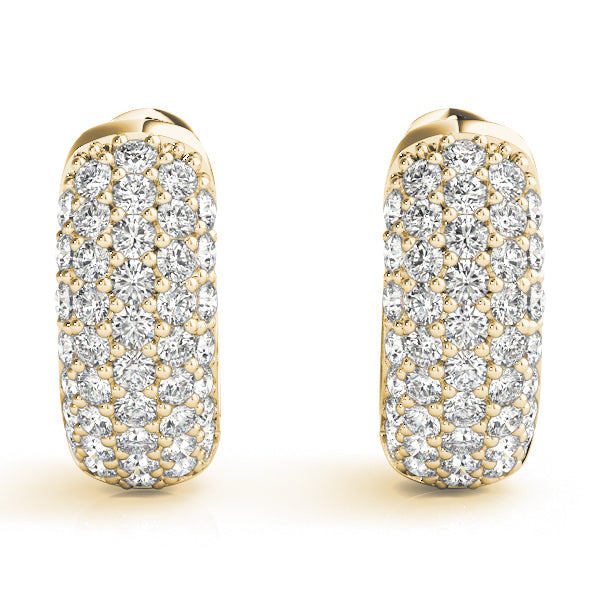 Stunning 0.83ct Lab Diamond Pave Huggie Earrings in 14K White Gold 12.7mm