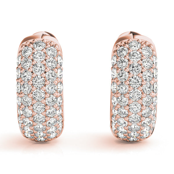 Stunning 0.83ct Lab Diamond Pave Huggie Earrings in 14K White Gold 12.7mm