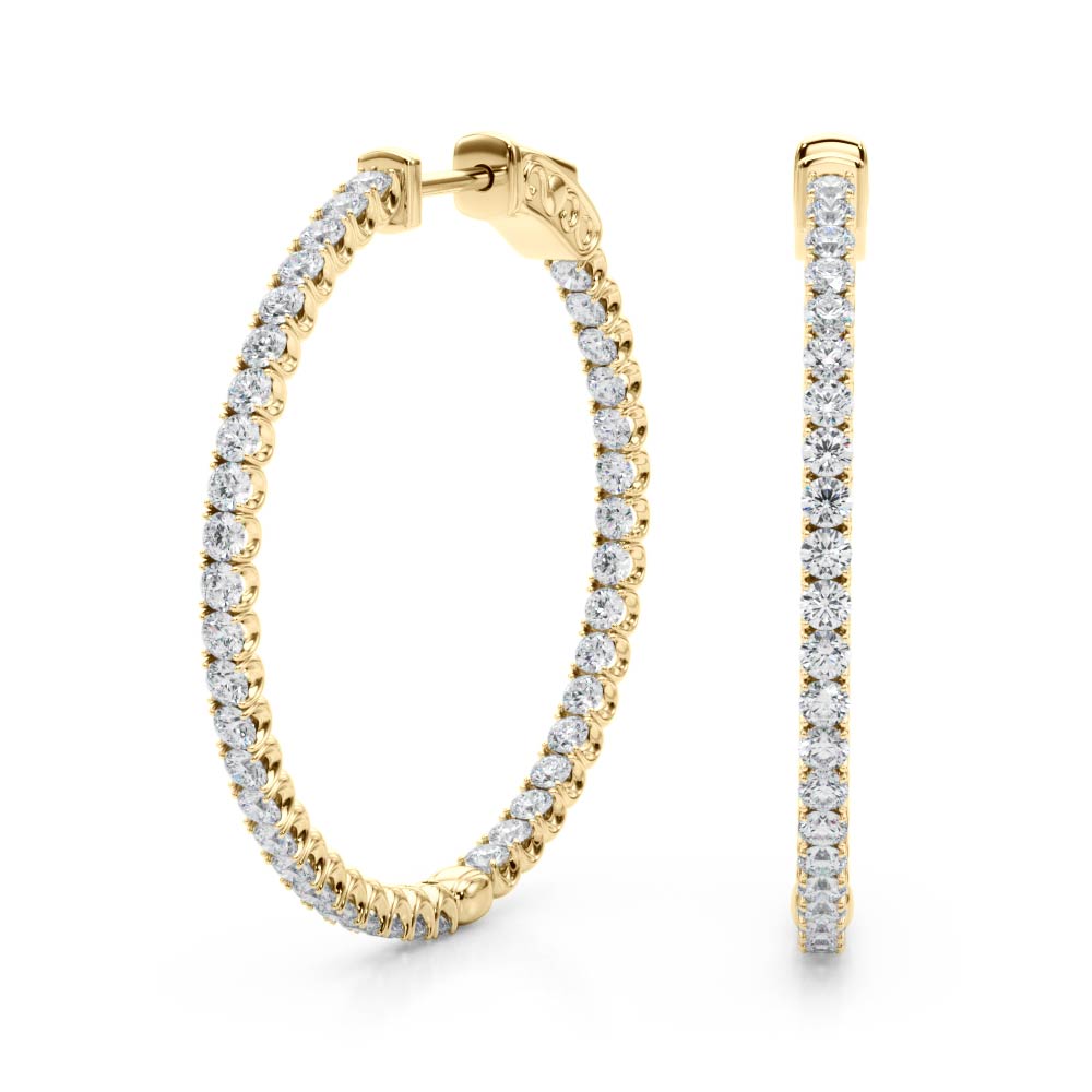 1.6CT Round Inside-Out Diamond Hoop Earrings 14K White Gold 35MM