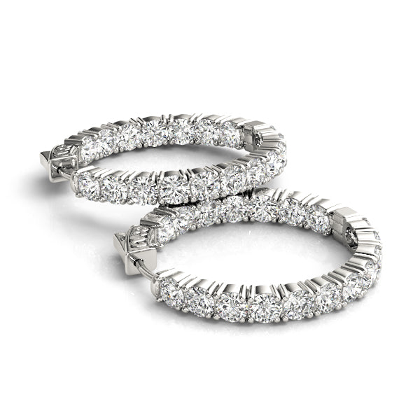 3.6CT Inside-Out Diamond Hoop Earrings 22mm 14K White Gold