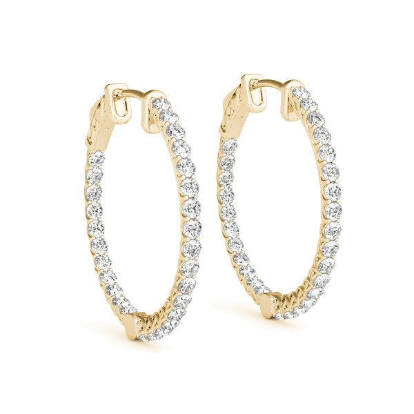 0.76CT Diamond Round Inside-Out Hoop Earrings in 20MM 14K White Gold