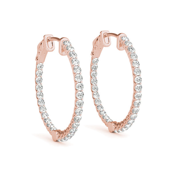 0.76CT Diamond Round Inside-Out Hoop Earrings in 20MM 14K White Gold