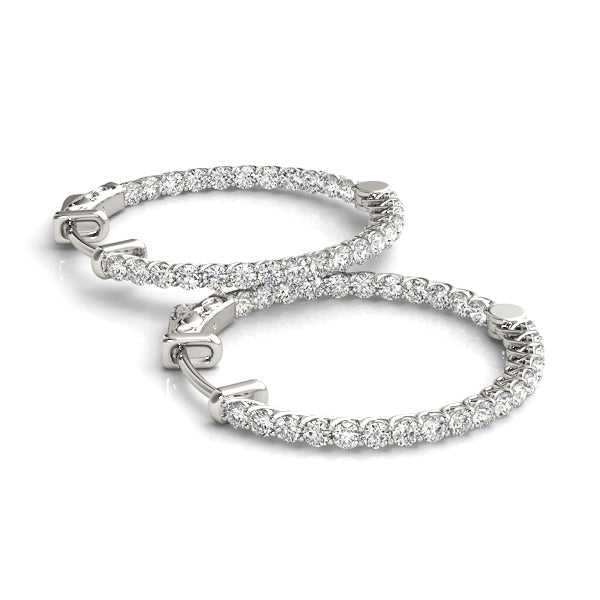 0.76CT Diamond Round Inside-Out Hoop Earrings in 20MM 14K White Gold