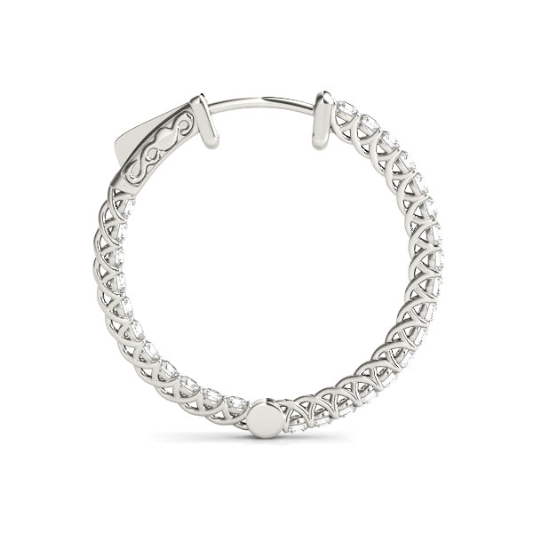 0.76CT Diamond Round Inside-Out Hoop Earrings in 20MM 14K White Gold