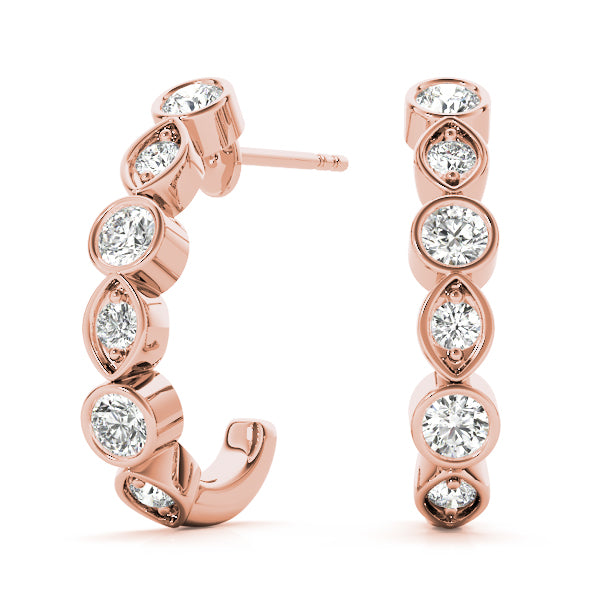 Fine 0.57ct Diamond Hoop Earrings Marquise Bezel in 10K White Gold