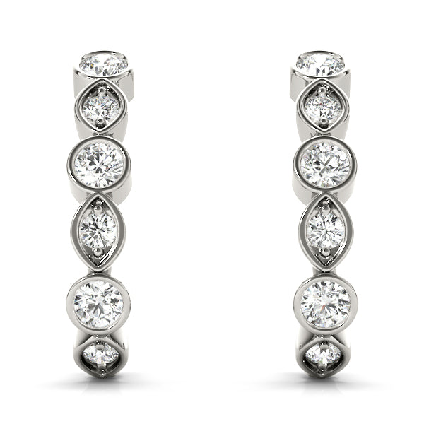 Fine 0.57ct Diamond Hoop Earrings Marquise Bezel in 10K White Gold