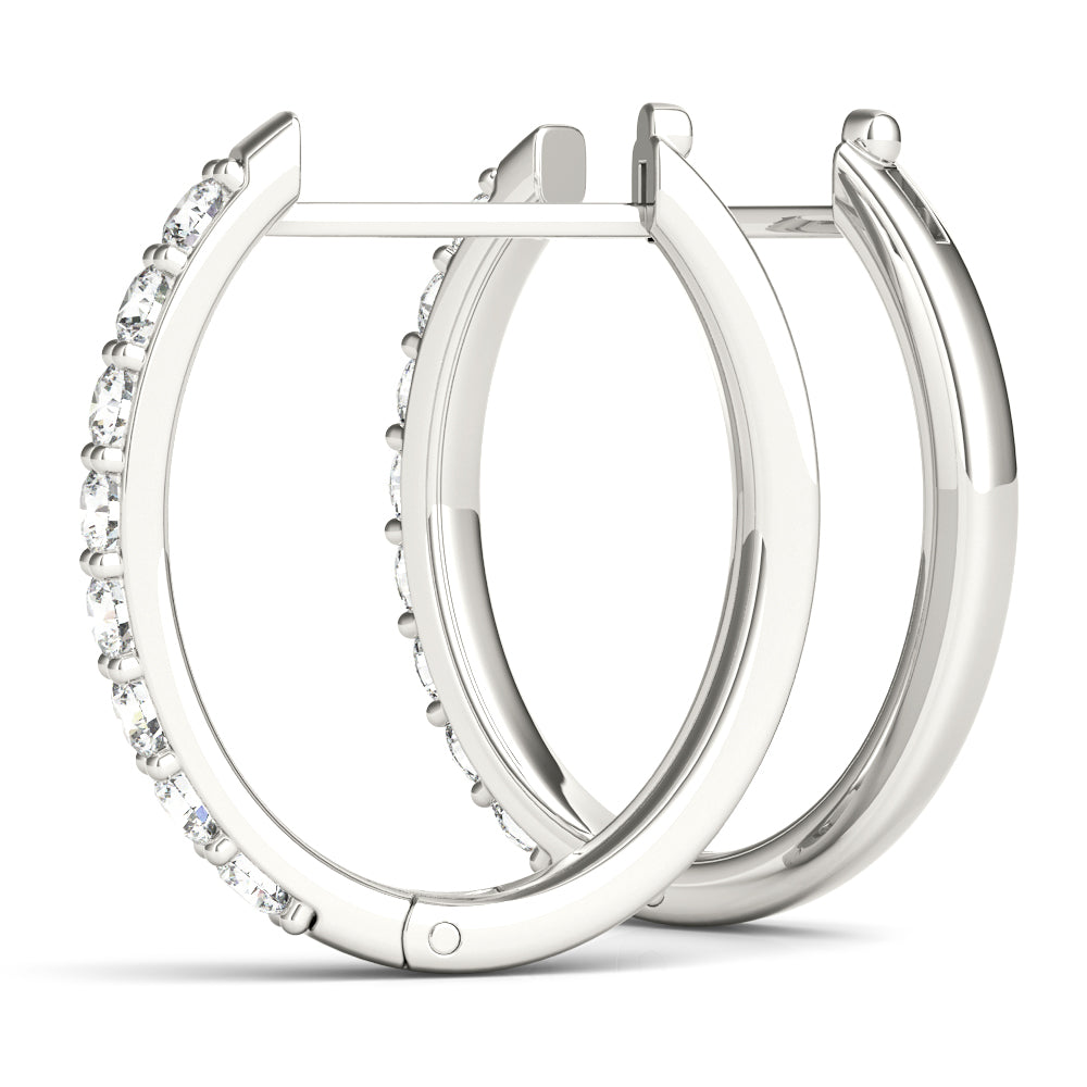 0.48CT Diamond Front-Set Hoop Earrings in 10K White Gold 17.6mm