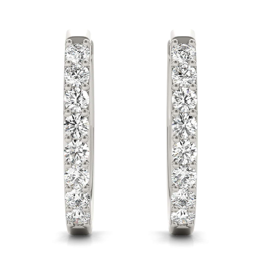 0.48CT Diamond Front-Set Hoop Earrings in 10K White Gold 17.6mm