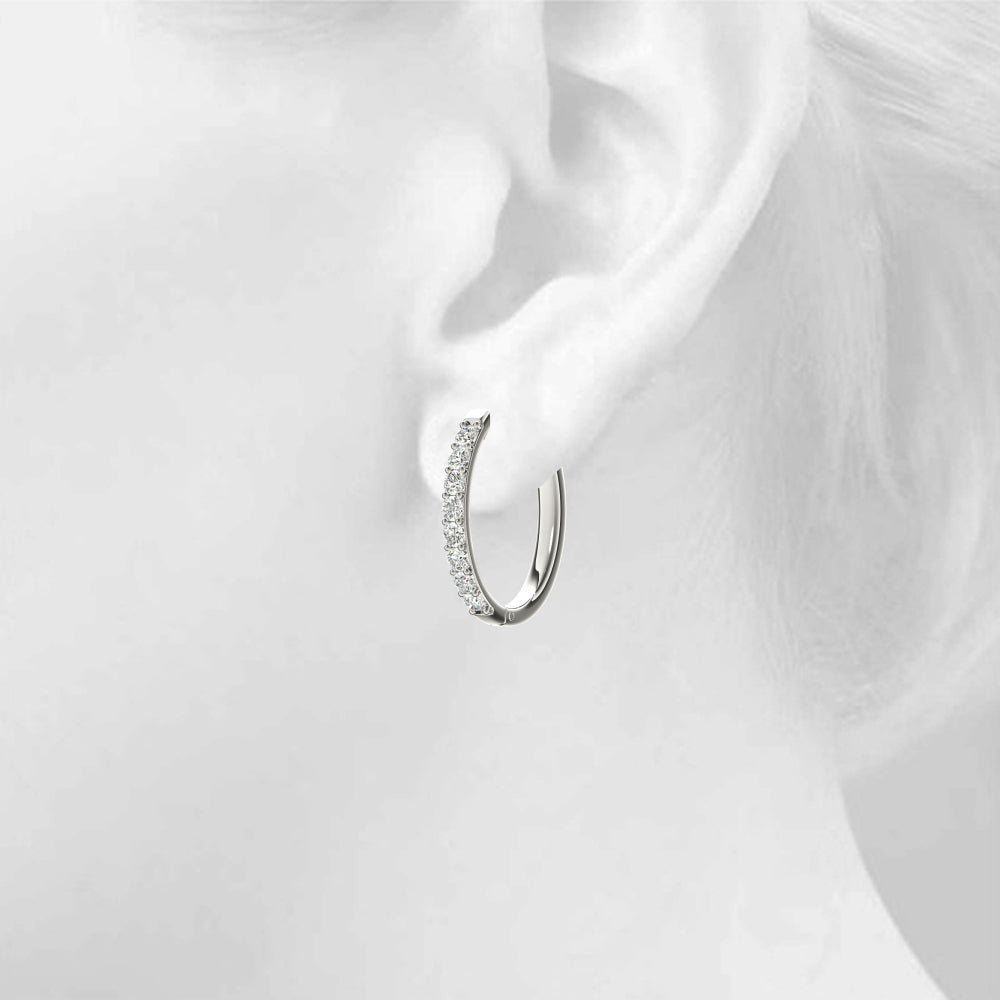 0.48CT Diamond Front-Set Hoop Earrings in 10K White Gold 17.6mm
