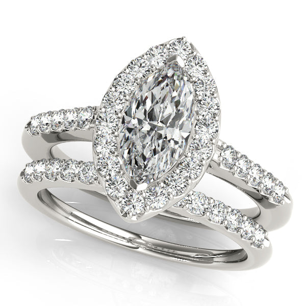 1CT Marquise Lab Diamond Engagement Ring 14K White Gold