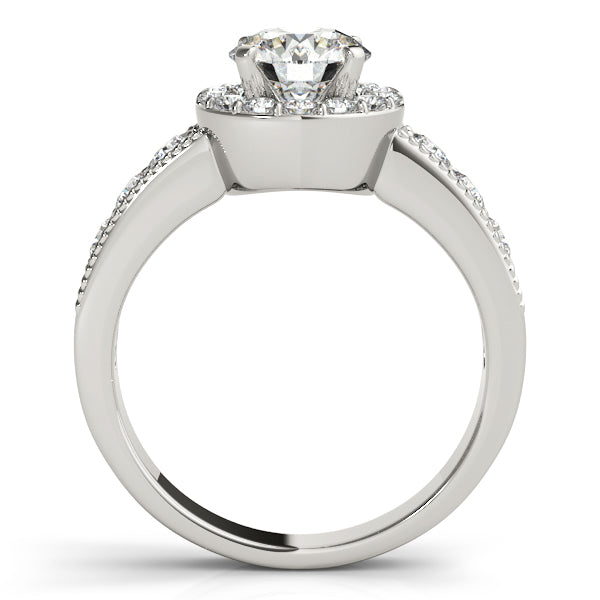 1.75CTW Fancy Round Diamond Engagement Ring 14K White Gold Halo