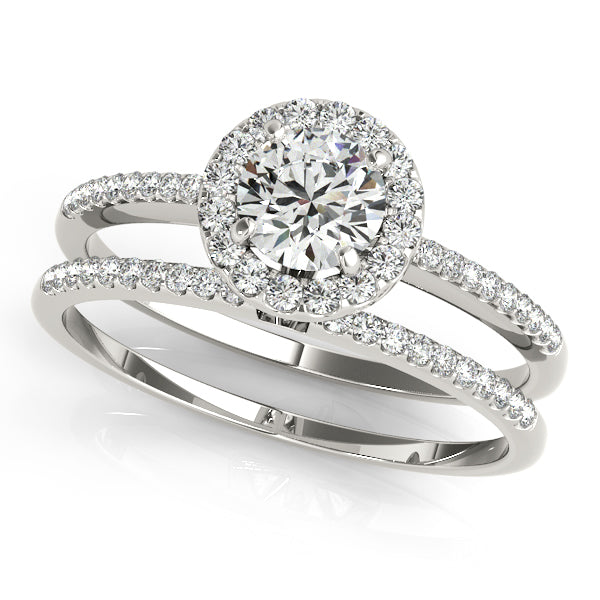1CT Round Lab Diamond Halo Engagement Ring 14K White Gold