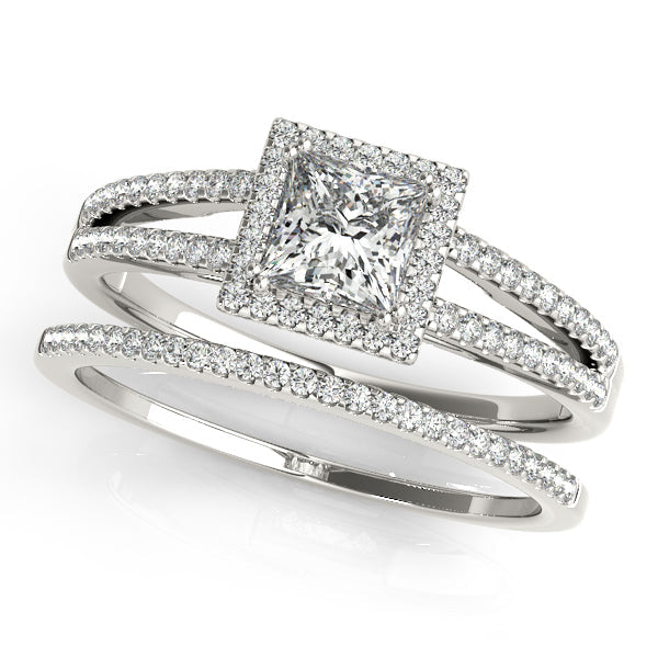 Square Halo 1CT Princess Cut Lab Diamond Engagement Ring