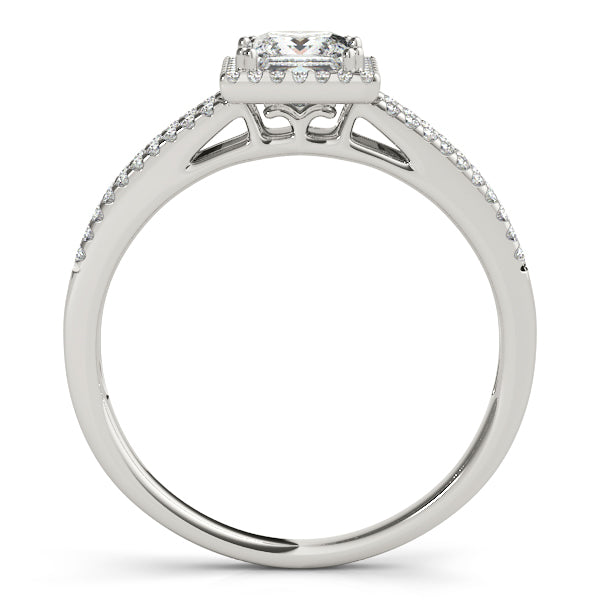 Square Halo 1CT Princess Cut Lab Diamond Engagement Ring