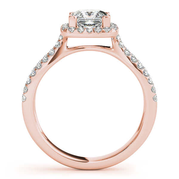 14K White Gold Halo Engagement Ring Princess Cut Diamond 1.25CT