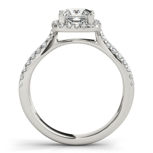 14K White Gold Halo Engagement Ring Princess Cut Diamond 1.25CT