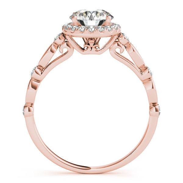1CT Round Diamond Engagement Ring 14K White Gold Unique Halo