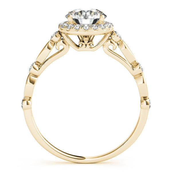 1CT Round Diamond Engagement Ring 14K White Gold Unique Halo