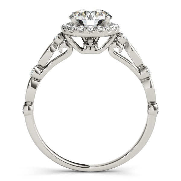 1CT Round Diamond Engagement Ring 14K White Gold Unique Halo