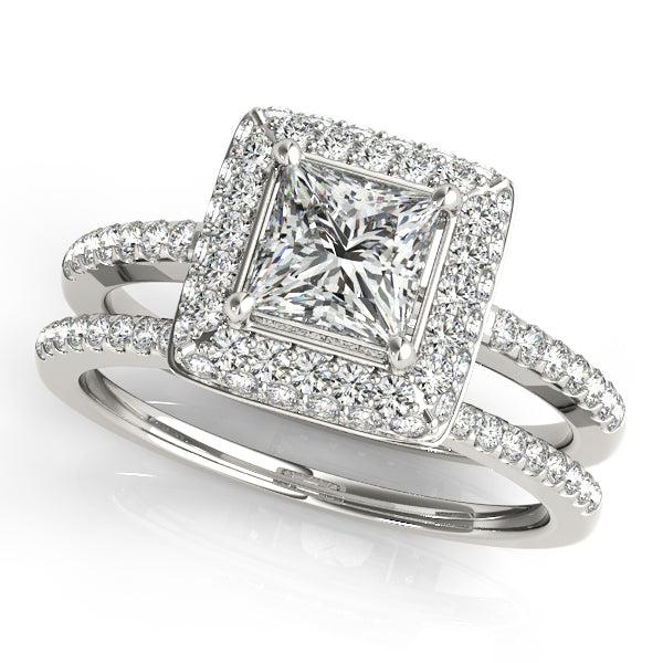 1CT Princess Cut Lab Diamond Engagement Ring Square Double Halo