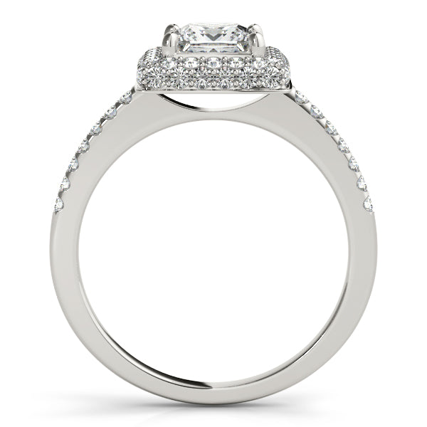 1CT Princess Cut Lab Diamond Engagement Ring Square Double Halo
