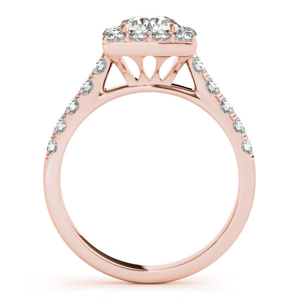 1CT Round Diamond Square Halo Engagement Ring 14K White Gold