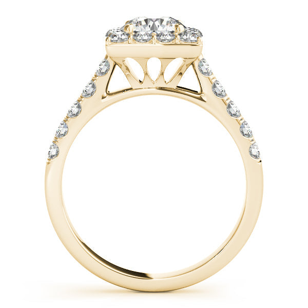 1CT Round Diamond Square Halo Engagement Ring 14K White Gold