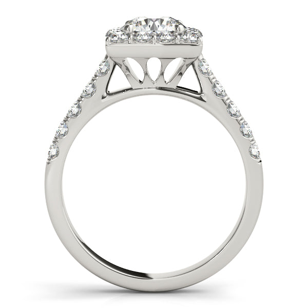1CT Round Diamond Square Halo Engagement Ring 14K White Gold