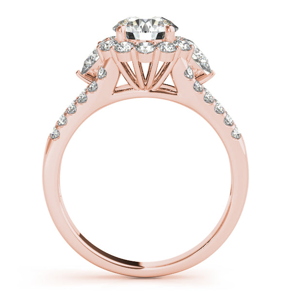 1.8CT Pear Shaped Accent Round Diamond Halo Engagement Ring