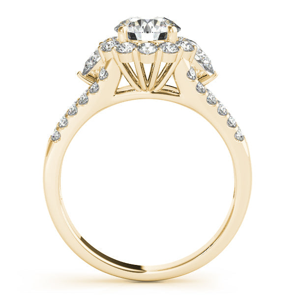 1.8CT Pear Shaped Accent Round Diamond Halo Engagement Ring