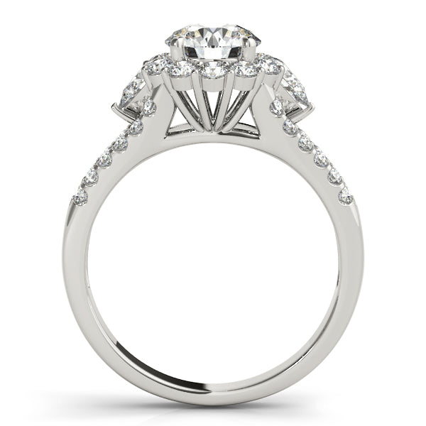 1.8CT Pear Shaped Accent Round Diamond Halo Engagement Ring